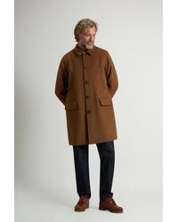 Woolrich - Mantel Van Dubbelgeweven Melton-Wolmix Bruin Grootte - Lyst