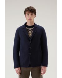 Woolrich - Blazer In Manteco Recycled Wool Blend Blue - Lyst