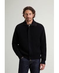 Woolrich - Cárdigan De Pura Lana Virgen Merina Con Cremallera Completa Y Cuello Alto Para Hombre Talla - Lyst