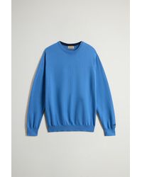 Woolrich - Herren Pullover Aus Reiner Baumwolle Mit Rundhalsausschnitt Blau Größe - Lyst