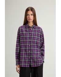 Woolrich - Camisa A Cuadros De Franela De Puro Algodón Para Mujer Talla - Lyst