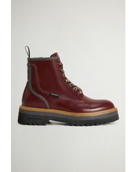 Woolrich - Main Logger-Veterboots Van Leer Rood Grootte - Lyst