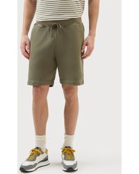 Woolrich - Garment-dyed Sport Shorts In Pure Cotton Fleece Green - Lyst