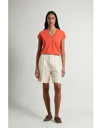 Woolrich - Pantalones Cortos De Mezcla De Lino Con Pinzas Para Mujer Talla - Lyst
