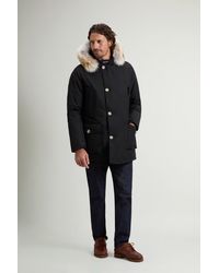 Woolrich - Arctic Parka Van Ramar Cloth-Stof Met Afneembare Bontrand Zwart Grootte - Lyst