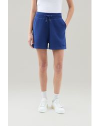 Woolrich - Bermuda Sports Shorts In Pure Cotton Fleece With Drawstring Blue - Lyst