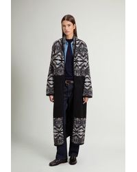 Woolrich - Damen Langer Cardigan Mit Fair-Isle-Muster Aus Einer Mohair-Mischung Schwarz Größe - Lyst