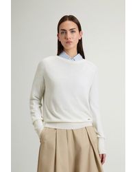 Woolrich - Damen Pullover Aus Einer Baumwollmischung Mit Rundhalsausschnitt Weiß Größe - Lyst