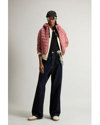 Woolrich - Gevoerd Jack Van Microvezel Met Capuchon Roze Grootte - Lyst