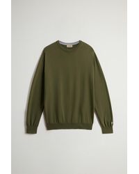 Woolrich - Trui Met Ronde Hals Van Zuiver Katoen Groen Grootte - Lyst