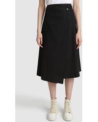 Woolrich Wrap Skirt In Cotton Poplin - Black