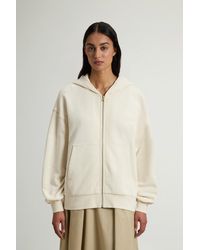 Woolrich - Hoodie Met Volledige Rits Van Zuiver Katoen Wit Grootte - Lyst