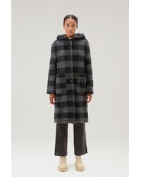 Woolrich - Gentry Coat In Wool Blend With Hood Black - Lyst