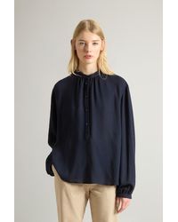 Woolrich - Donna Camicia Con Colletto Alla Coreana Blu Taglia - Lyst