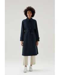 Woolrich - Summer Trench In Urban Touch Fabric With Belted Waist Green - Lyst