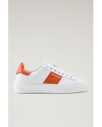 Woolrich - Classic Court Sneakers In Leather With Contrasting Stripe - Lyst
