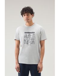 Woolrich - Pure Cotton T-shirt With Outermates Print - Lyst