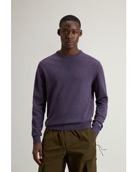 Woolrich - Herren Rundhalspullover Aus Reiner Wolle Lila Größe - Lyst