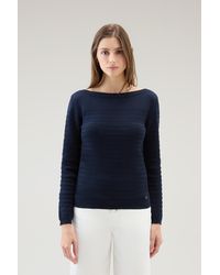Woolrich - Pure Cotton Sweater With Boat Neckline - Lyst