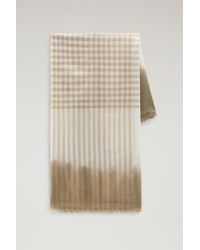 Woolrich - Wool And Cotton Blend Scarf With Micro-check Pattern Beige - Lyst
