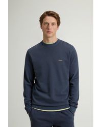 Woolrich - Sudadera De Cuello Redondo De Puro Algodón Teñida En Prenda Con Logotipo Para Hombre Talla - Lyst