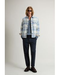 Woolrich - Herren Overshirt Alaskan Check Aus Recycelter Italienischer Wollmischung Blau Größe - Lyst