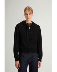 Woolrich - Trui Met Volledige Rits Met Capuchon Van Wol- En Kasjmiermix Zwart Grootte - Lyst