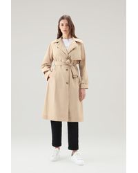 Woolrich - Trench Coat In Urban Touch Fabric With Belted Waist - Lyst