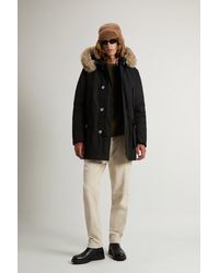 Woolrich - Arctic Parka Van Ramar Cloth-Stof Met Afneembare Bontrand Zwart Grootte - Lyst