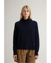 Woolrich - Coltrui Van Een Mix Van Scheerwol En Kasjmier Blauw Grootte - Lyst