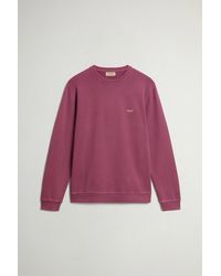 Woolrich - Sudadera De Cuello Redondo De Puro Algodón Teñida En Prenda Con Logotipo Para Hombre Talla - Lyst
