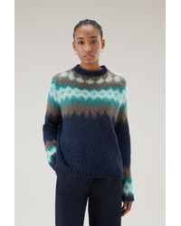 Woolrich - Fair Isle Pullover In Wool And Mohair Blend - Lyst