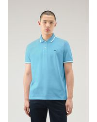 Woolrich - Monterey Polo Shirt In Stretch Cotton Piquet With Striped Edges - Lyst