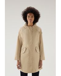 Woolrich - Long Summer Parka In Urban Touch Fabric With Hood Green - Lyst