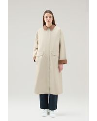 Woolrich - Waxed Trench Coat In Cotton Nylon Blend With Pointed Collar - Lyst