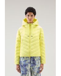 Woolrich - Microfibre Jacket With Chevron Quilting And Hood - Lyst