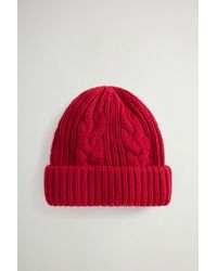 Woolrich - Muts Van Wol- En Katoenmix Rood Grootte - Lyst