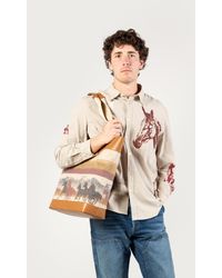 Woolrich - Tote Bag In Pure Cotton With Leather Handles - One Of These Days / - Lyst