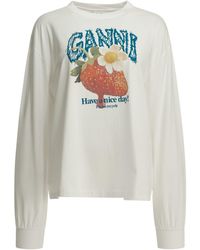 Ganni - "Strawberry" Crew-Neck T-Shirt - Lyst