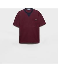 Prada - Cotton Overshirt Fit T-Shirt Bordeaux - Lyst