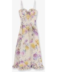 Zimmermann - Dress Luna Silk-Linen Midi - Lyst