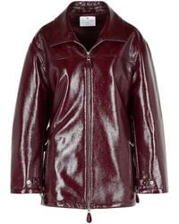 Courreges - 'Vinyl' Burgundy Cotton Blend Jacket - Lyst