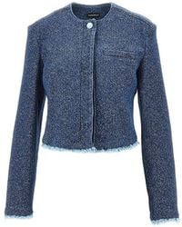 Emporio Armani - Buttoned Denim Cropped Jacket - Lyst