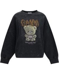 Ganni - Isoli Forest Teddy Sweatshirt Phantom - Lyst