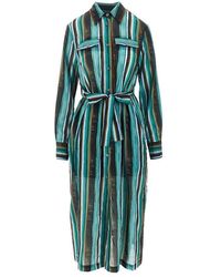 Pinko - Printed Muslin Midi Shirt Dress - Lyst