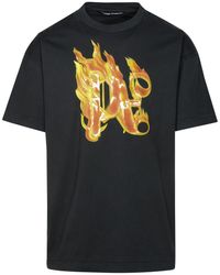 Palm Angels - Burning Monogram' Cotton T-Shirt - Lyst