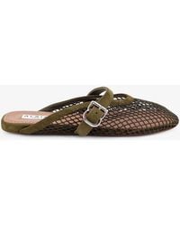 Alaïa - Fishnet Mesh And Leather Sandals - Lyst
