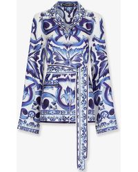 Dolce & Gabbana - Dolce & Gabbana Silk Shirt With Maiolica Print - Lyst