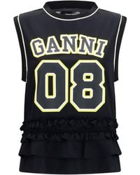 Ganni - Cycora Oversized Tank Top With Ruffled Hem - Lyst