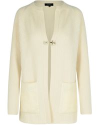 Fay - Cream Wool Blend Cardigan - Lyst